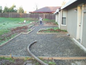 Concrete pumping equipment being laid out